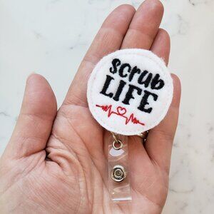 Scrub Life Badge Reels, Nurse Retractable ID Badge Clips NWT handmade Medical